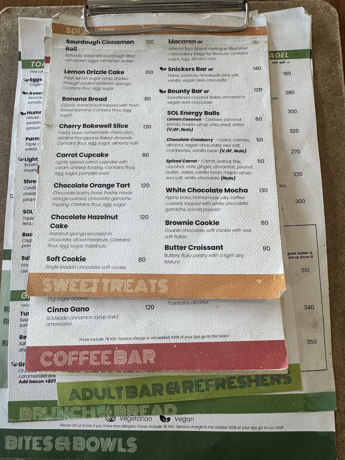 SOL Bake.Brew.Bites меню