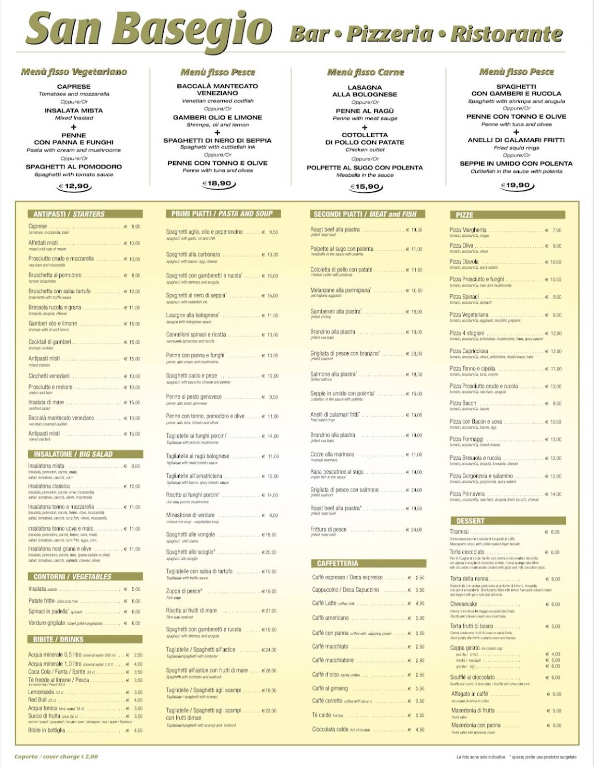 San Basegio Ristorante меню