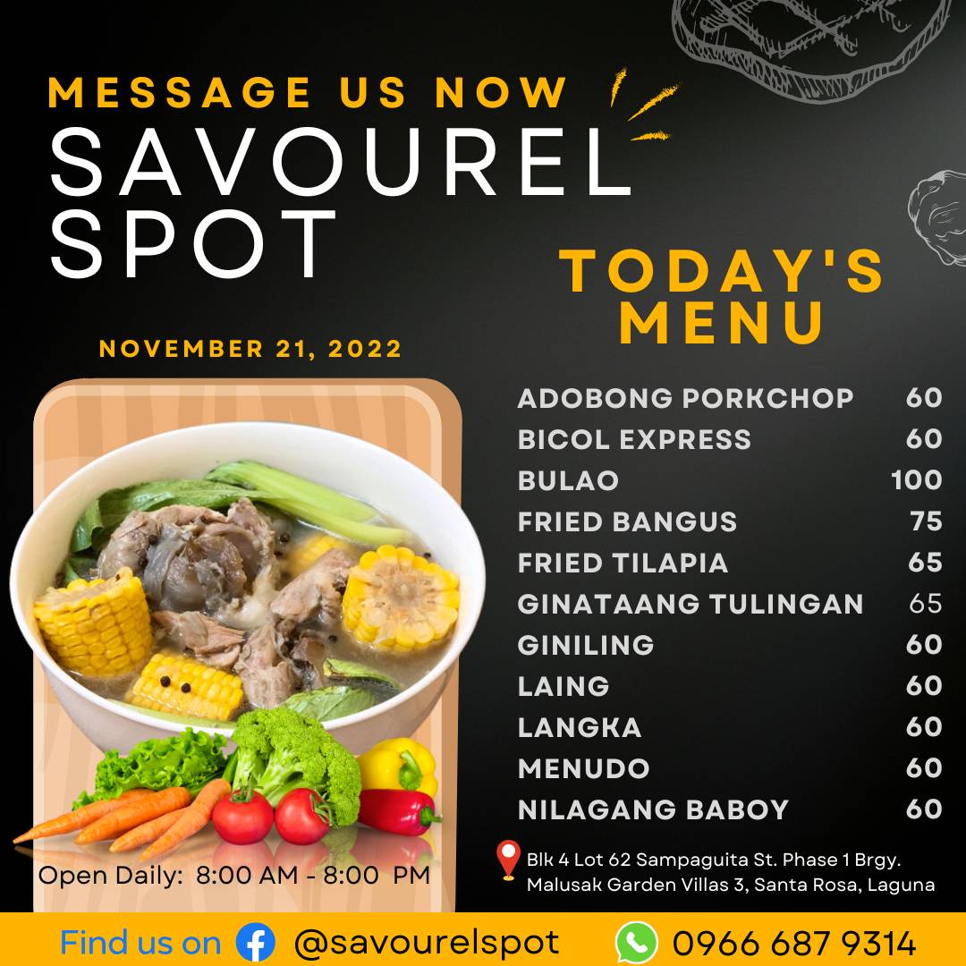 Savourel Spot меню