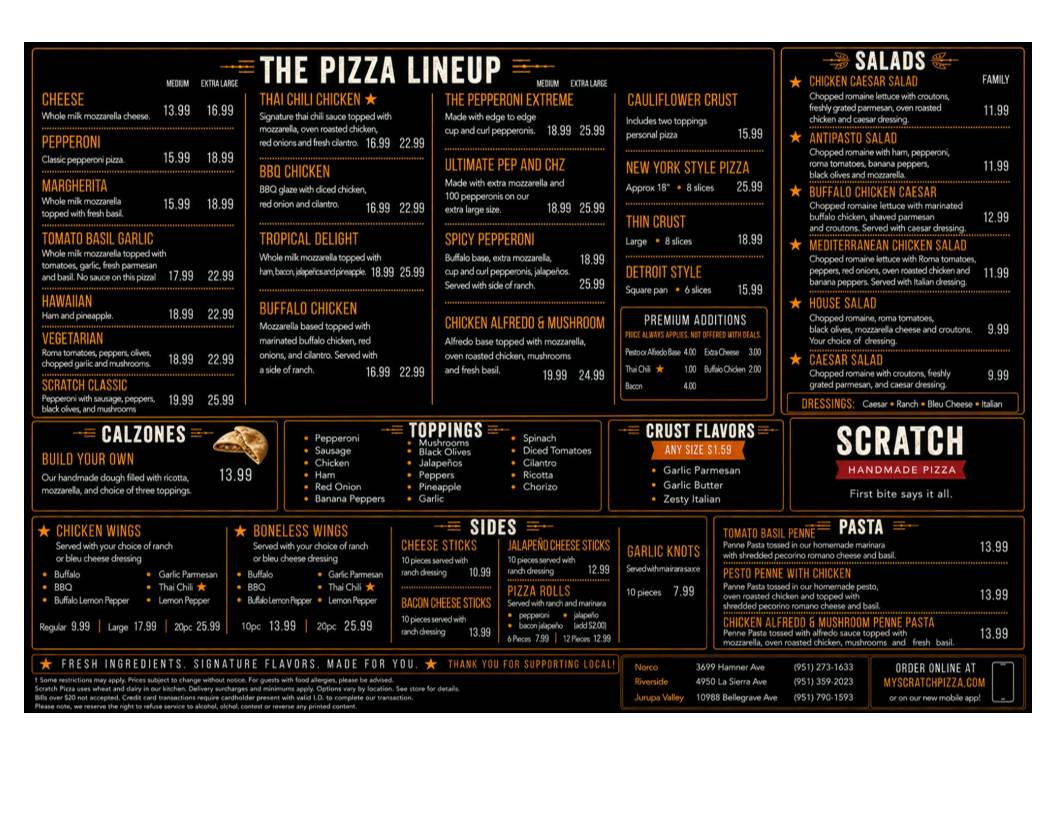 Scratch Pizza меню