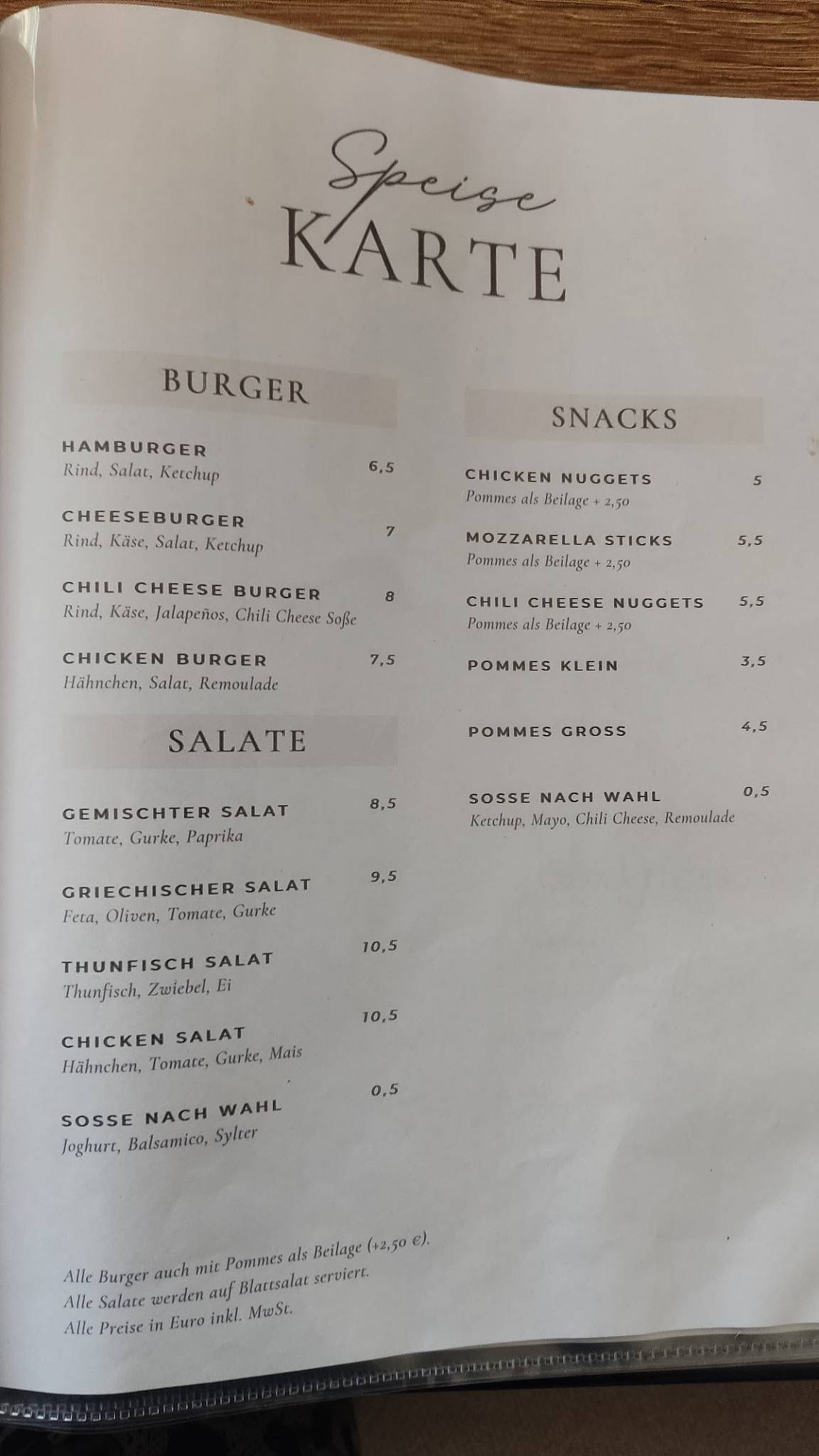 Seerose Cafè Restaurant меню