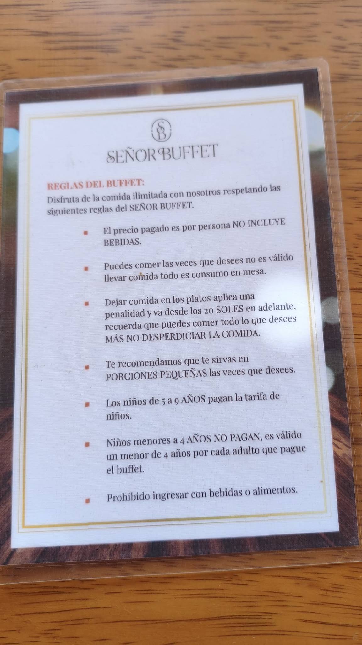 Señor Buffet меню