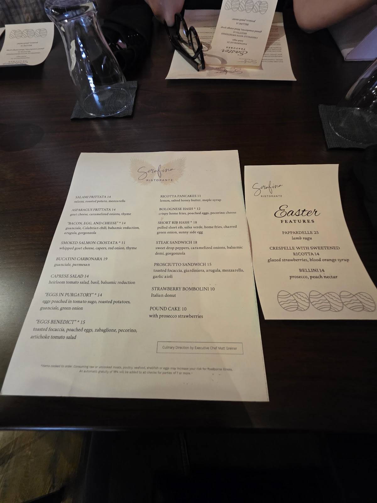 Serafina Ristorante меню