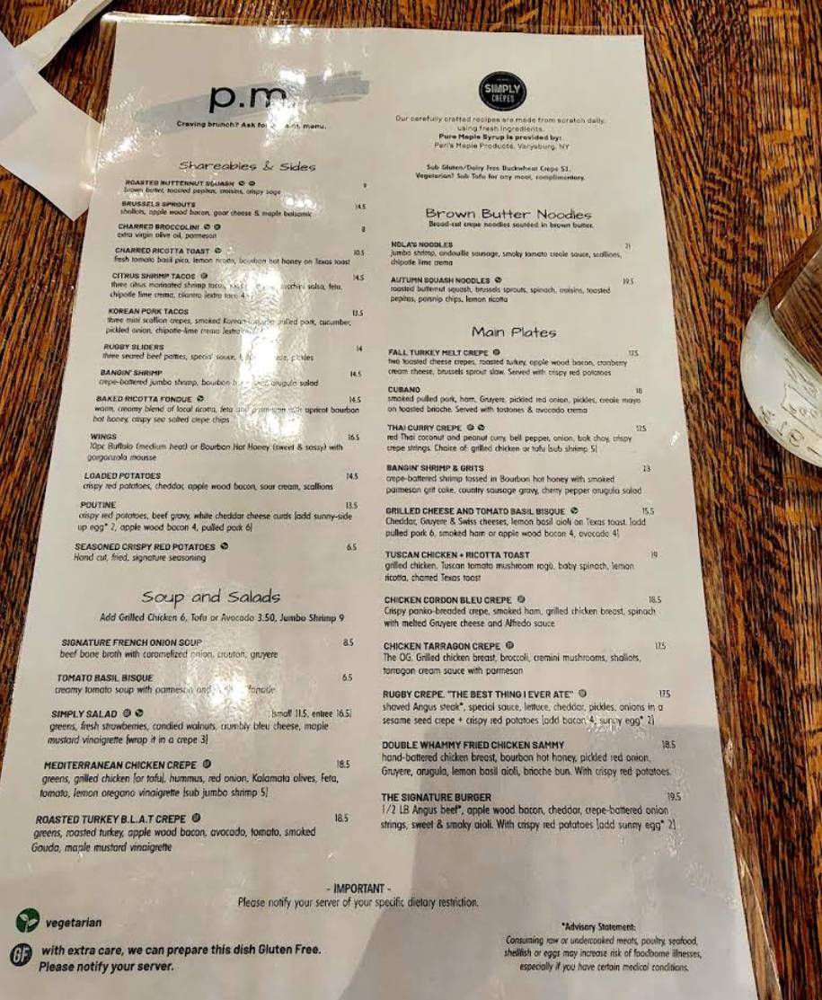 Simply Crêpes North Raleigh меню