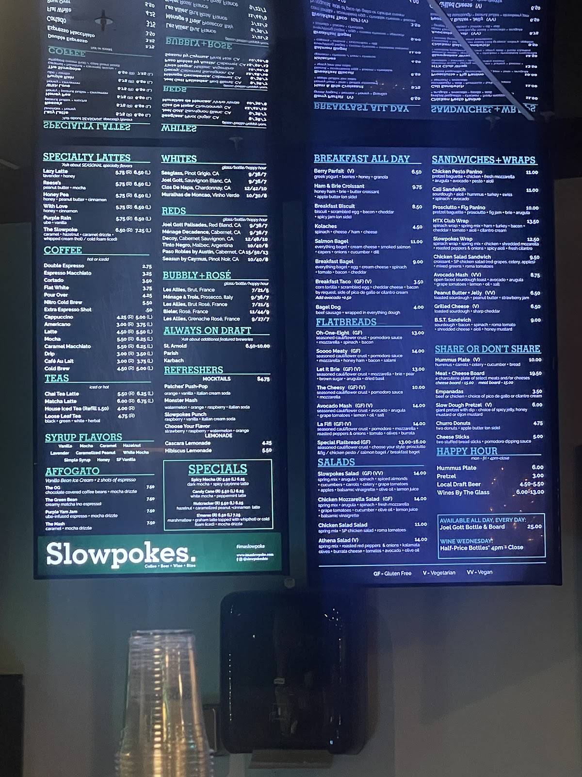 Slowpokes меню
