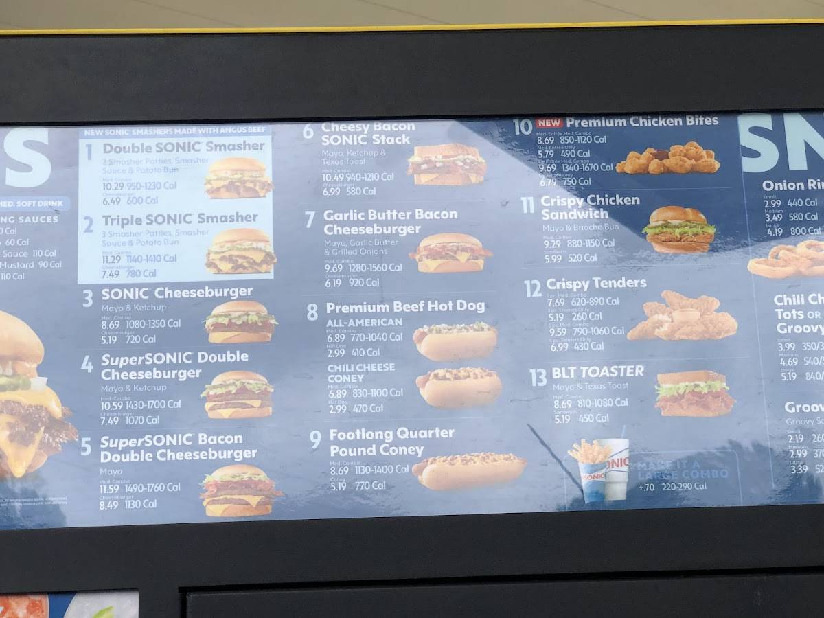 Sonic Drive-In меню