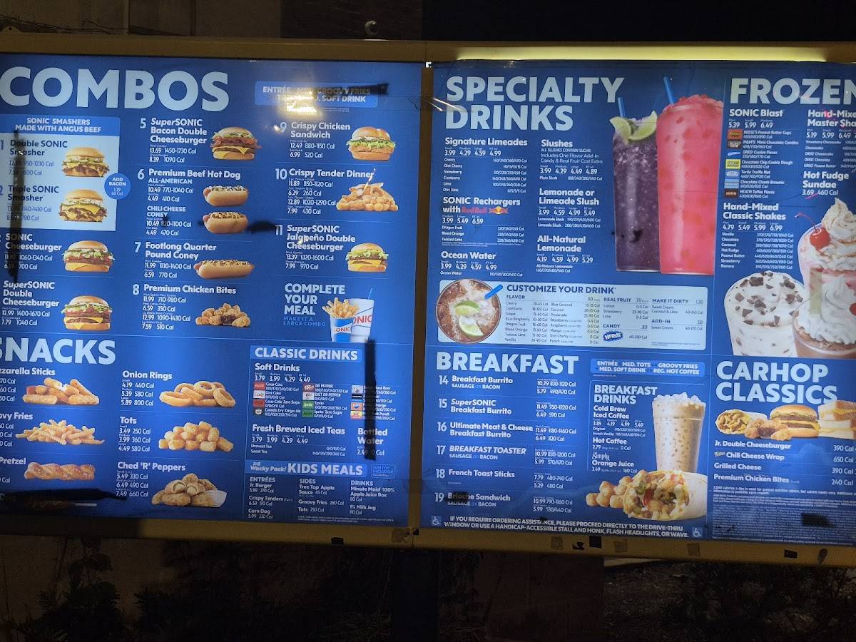 Sonic Drive-In меню