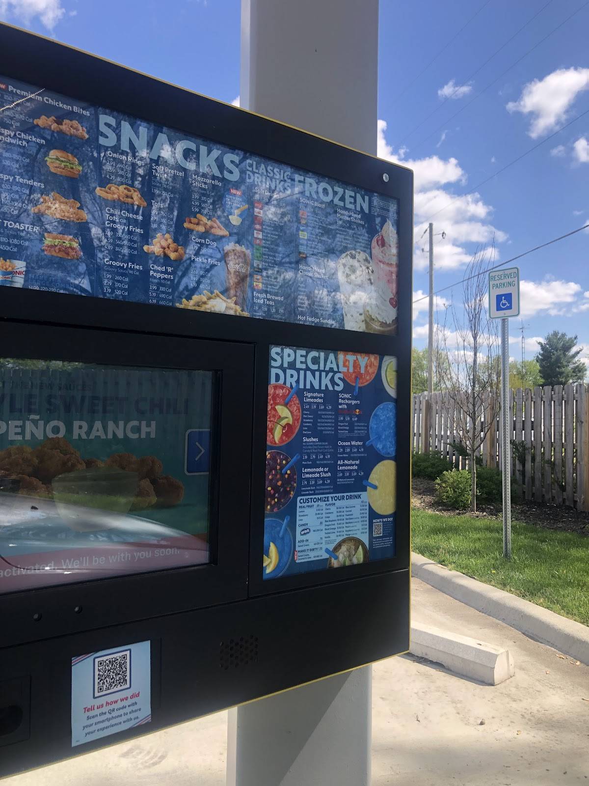 Sonic Drive-In меню