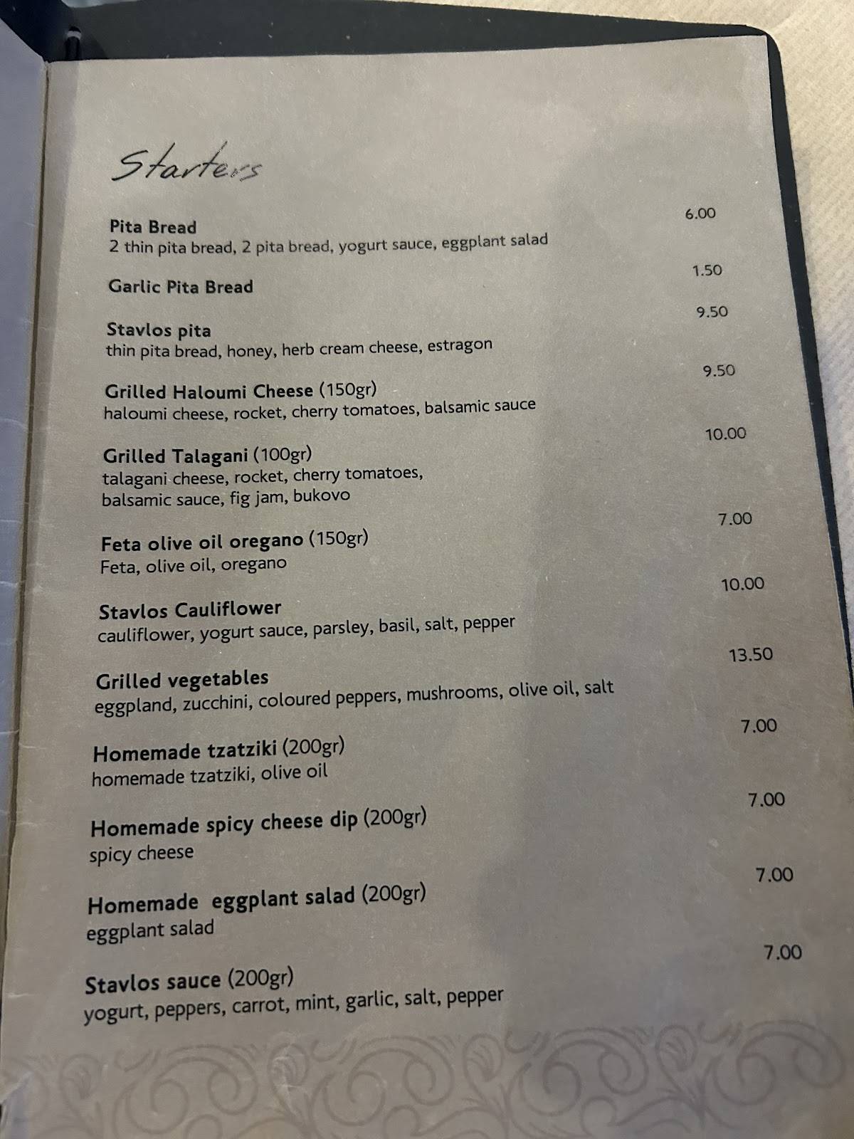 Stavlos меню