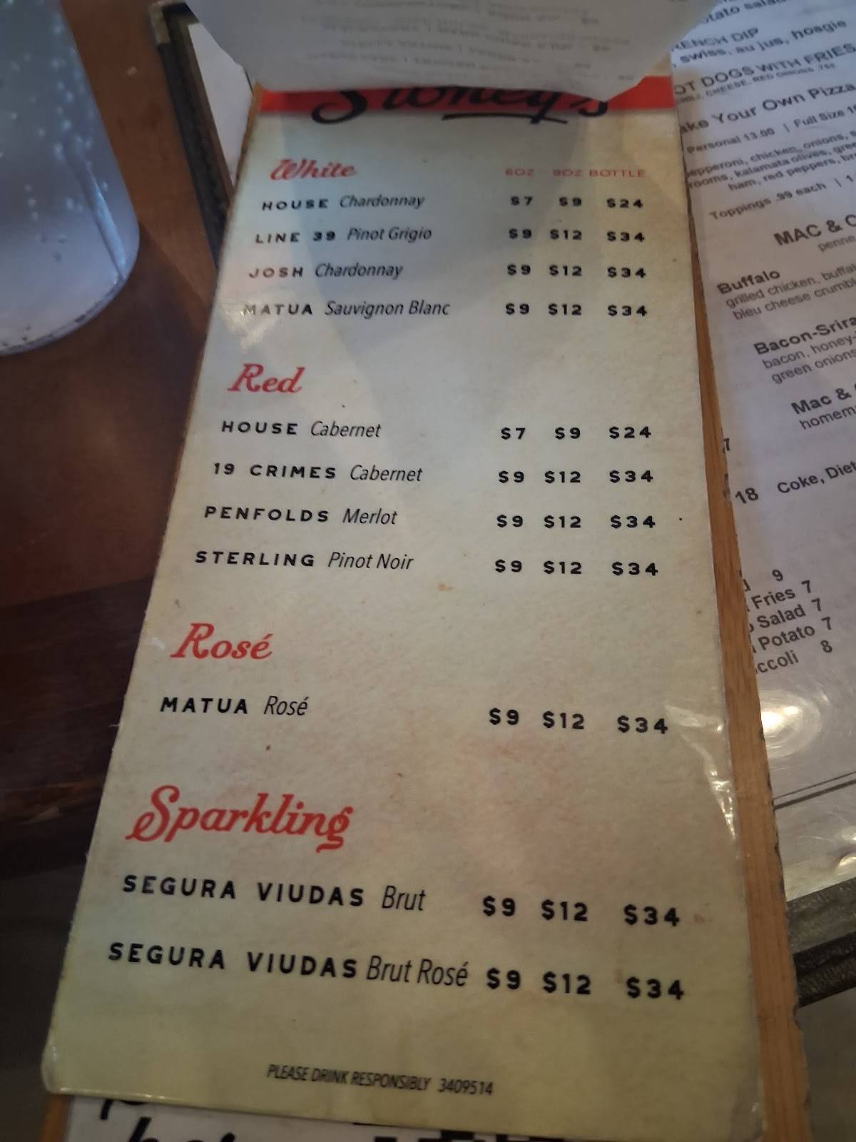 Stoney's on P St. меню