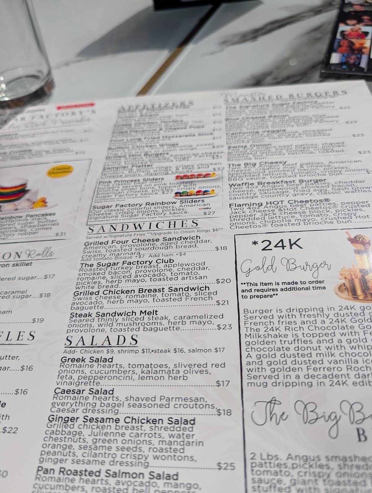 Sugar Factory Boston меню