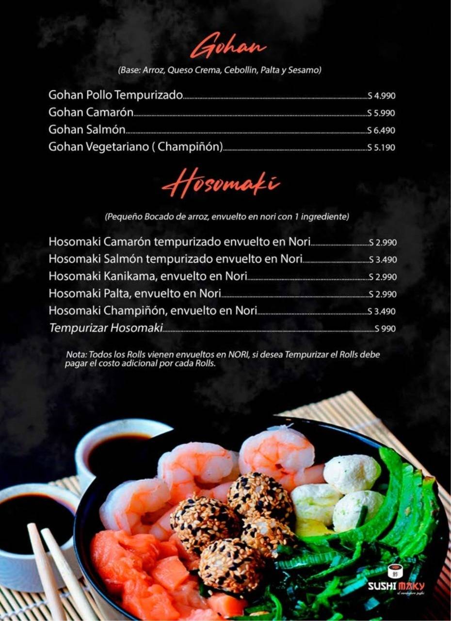 Sushimaky las Rastras меню