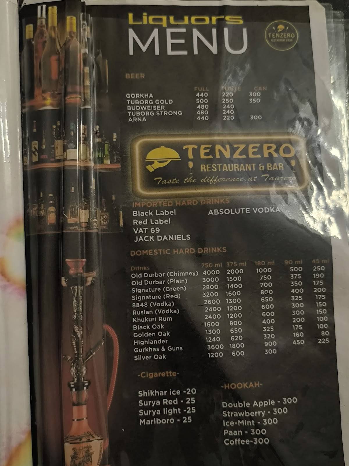 TENZERO (10) меню