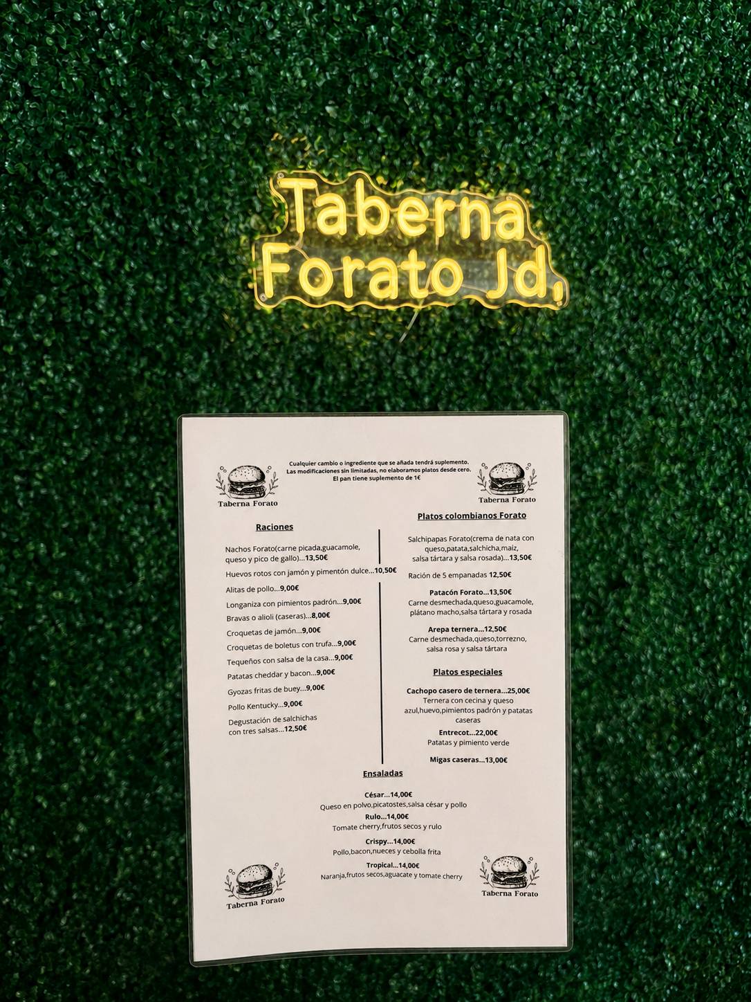 Taberna Forato меню