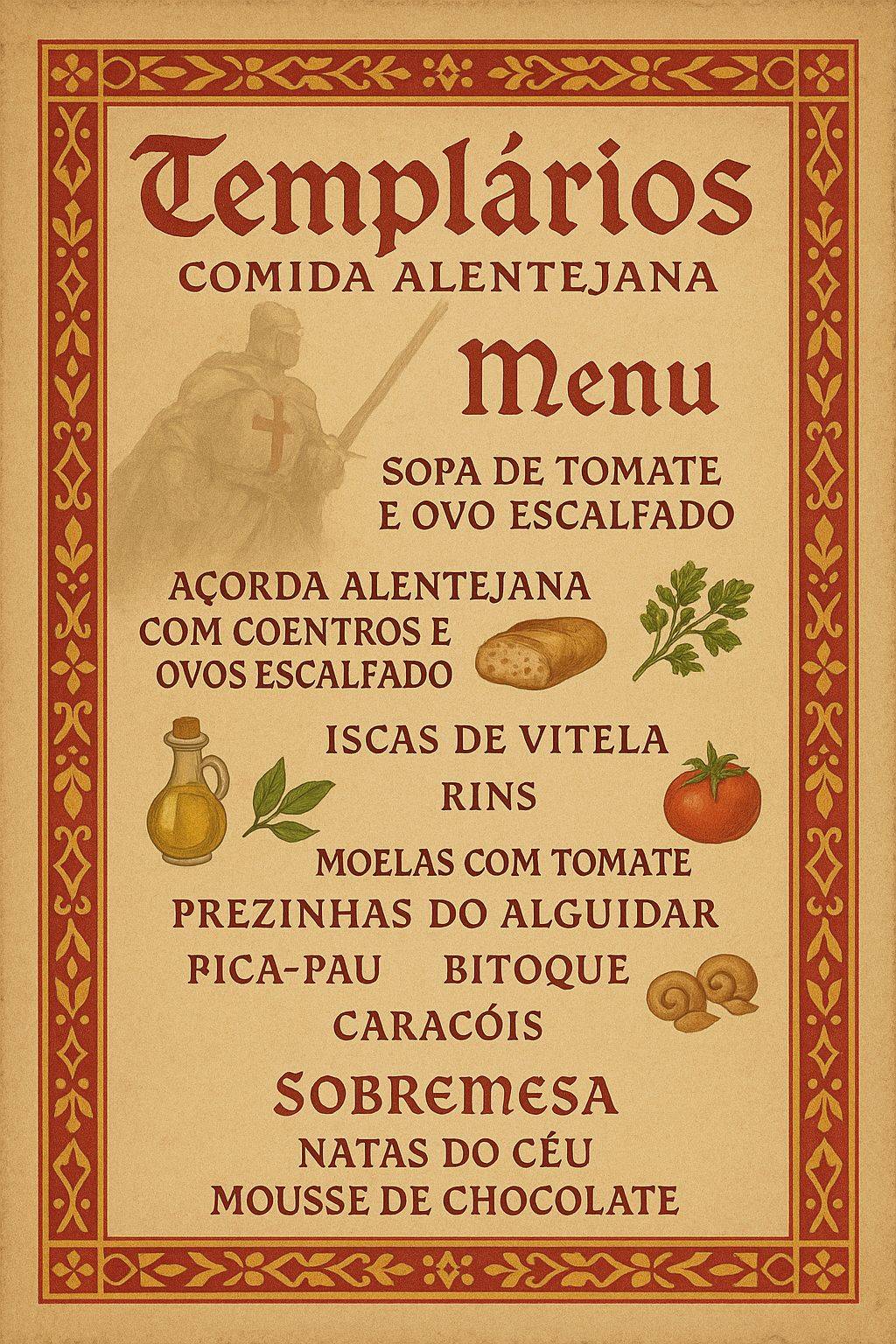 Taberna-Templários меню