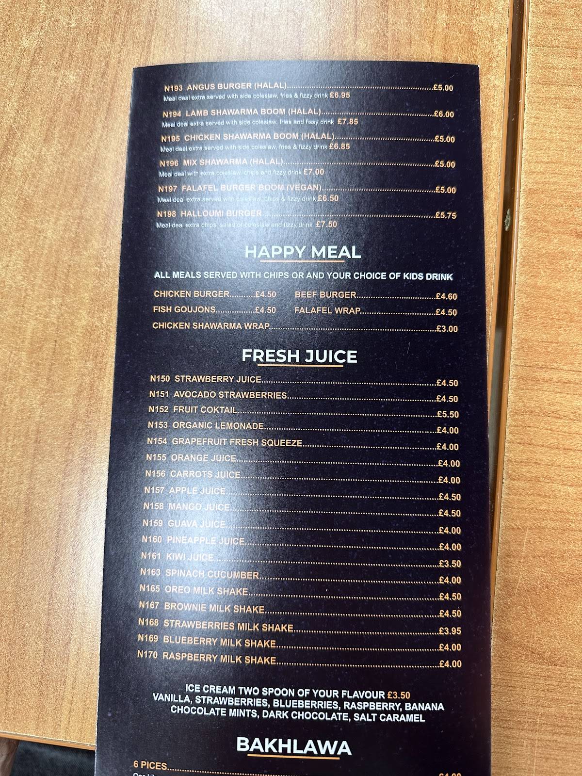 Taouk меню