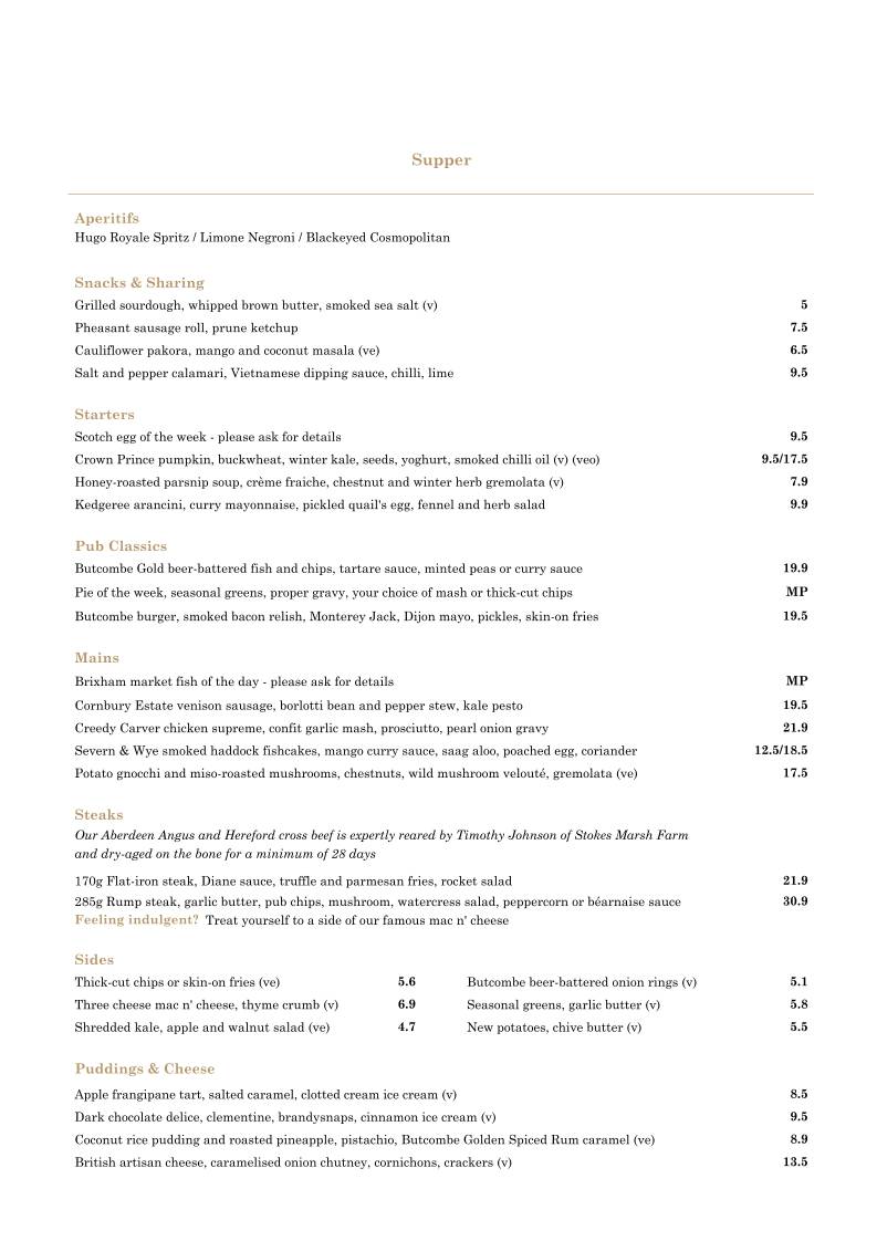 The Bowl Inn, Almondsbury меню