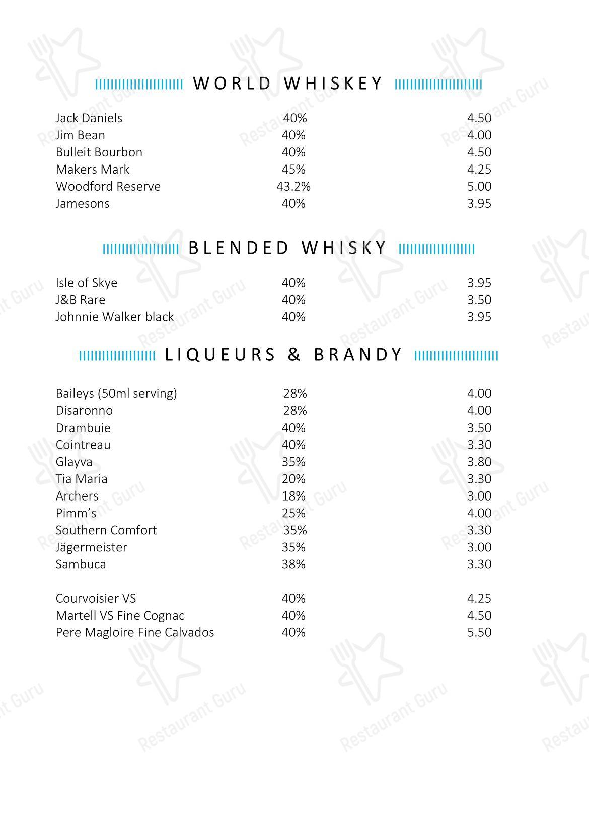 Меню паба и бара The Bridge Inn - Wine Menu