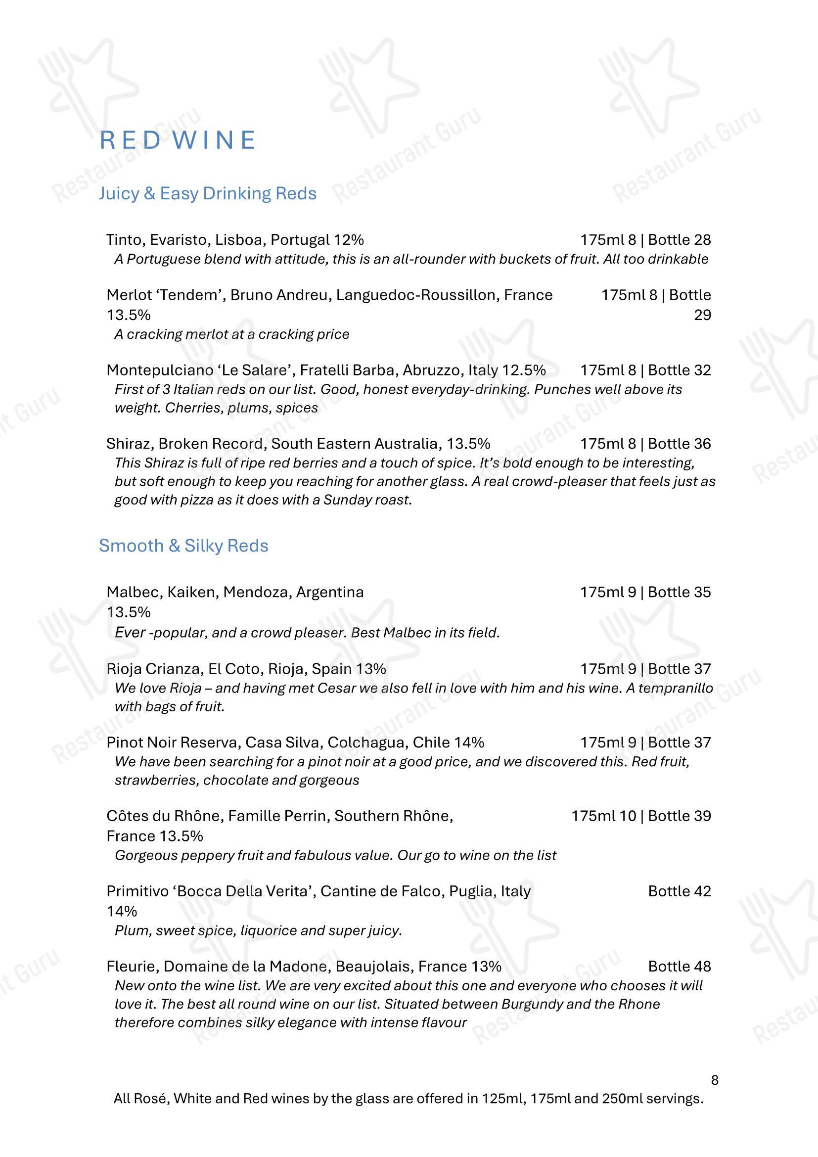 Меню паба и бара The Bridge Inn - Lunch Menu