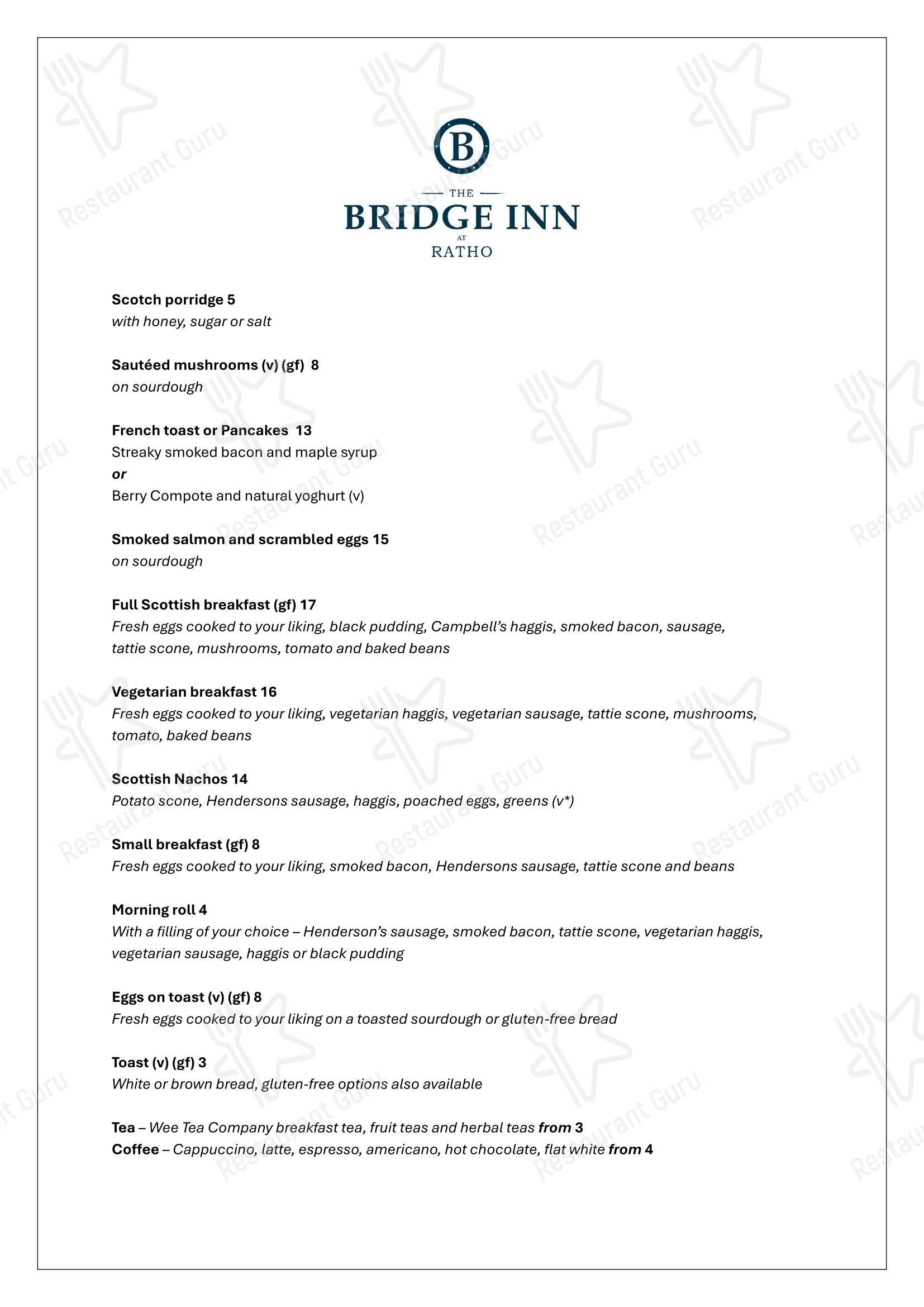 Boronia Catering Menu Pack паба и бара The Bridge Inn