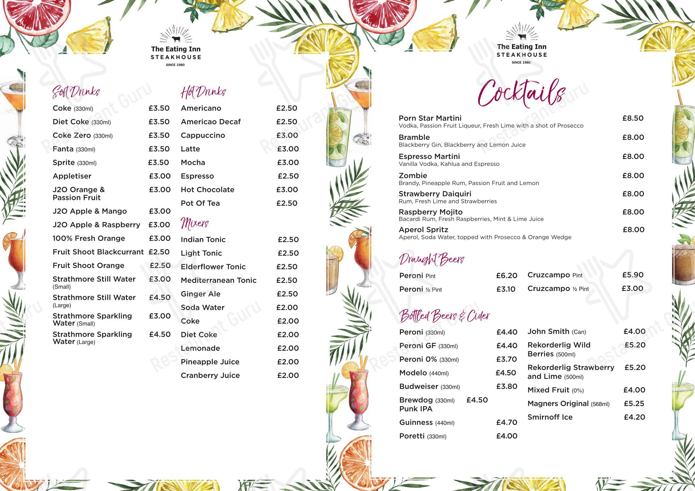 The Eating Inn в Блэкпуле - Основное меню