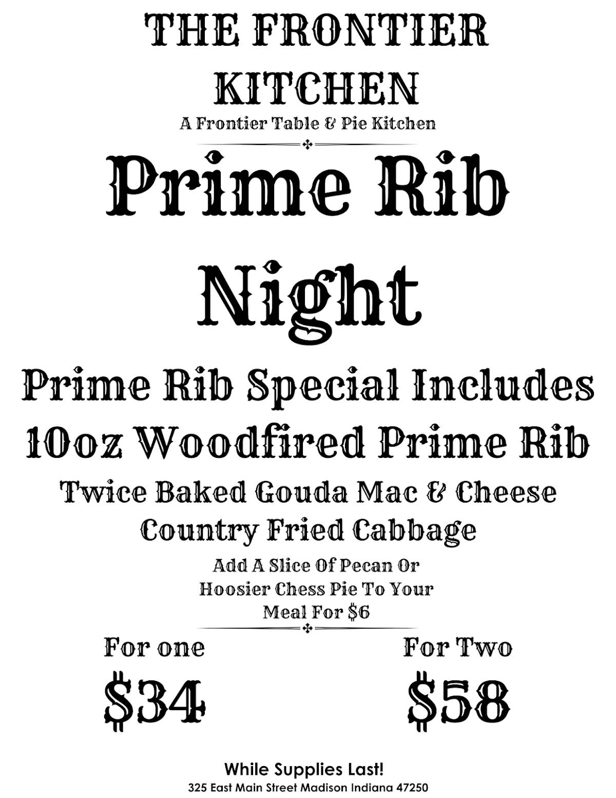The Frontier Kitchen меню