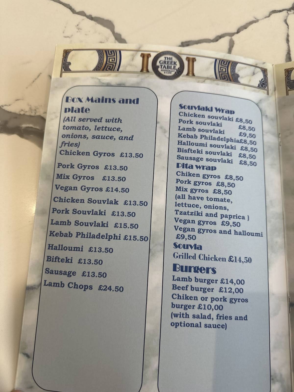 The Greek Table меню
