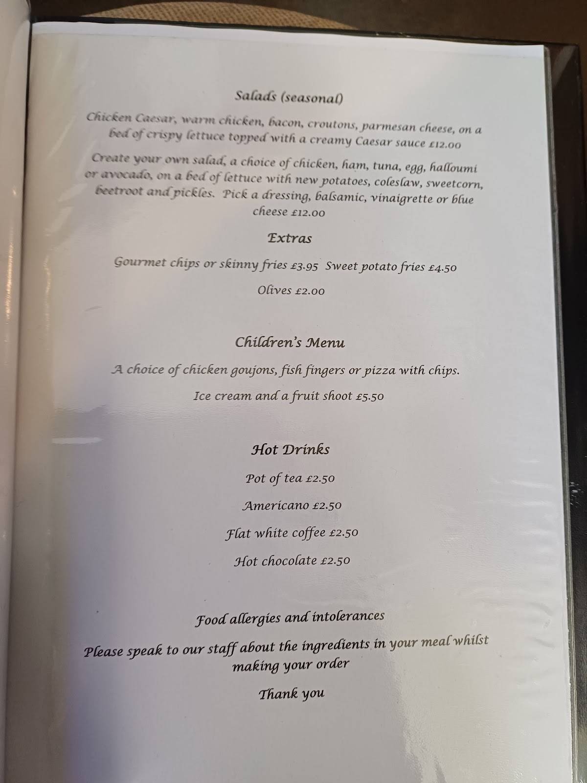 The Horse and Groom Pub меню