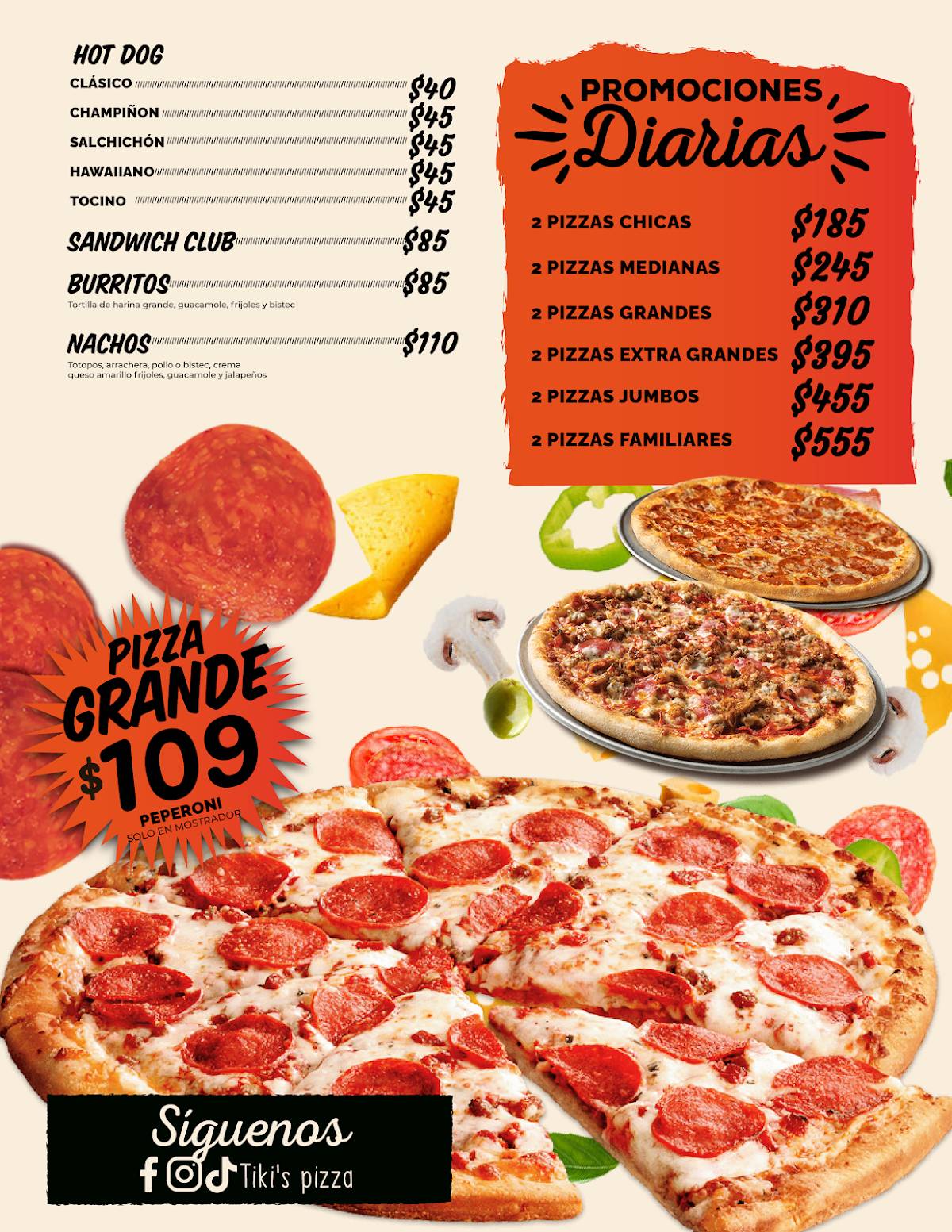 Tiki’s pizza меню