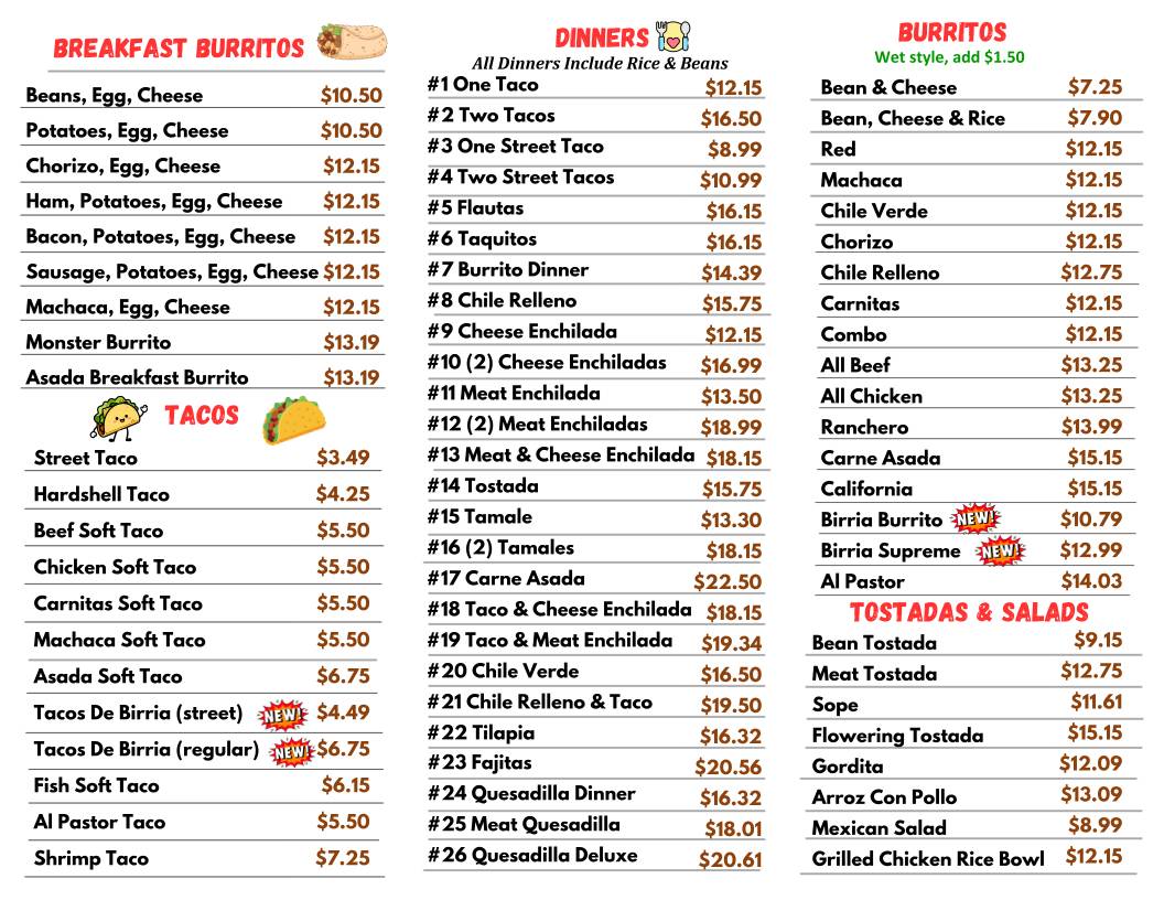 Tio's Mexican Cocina меню