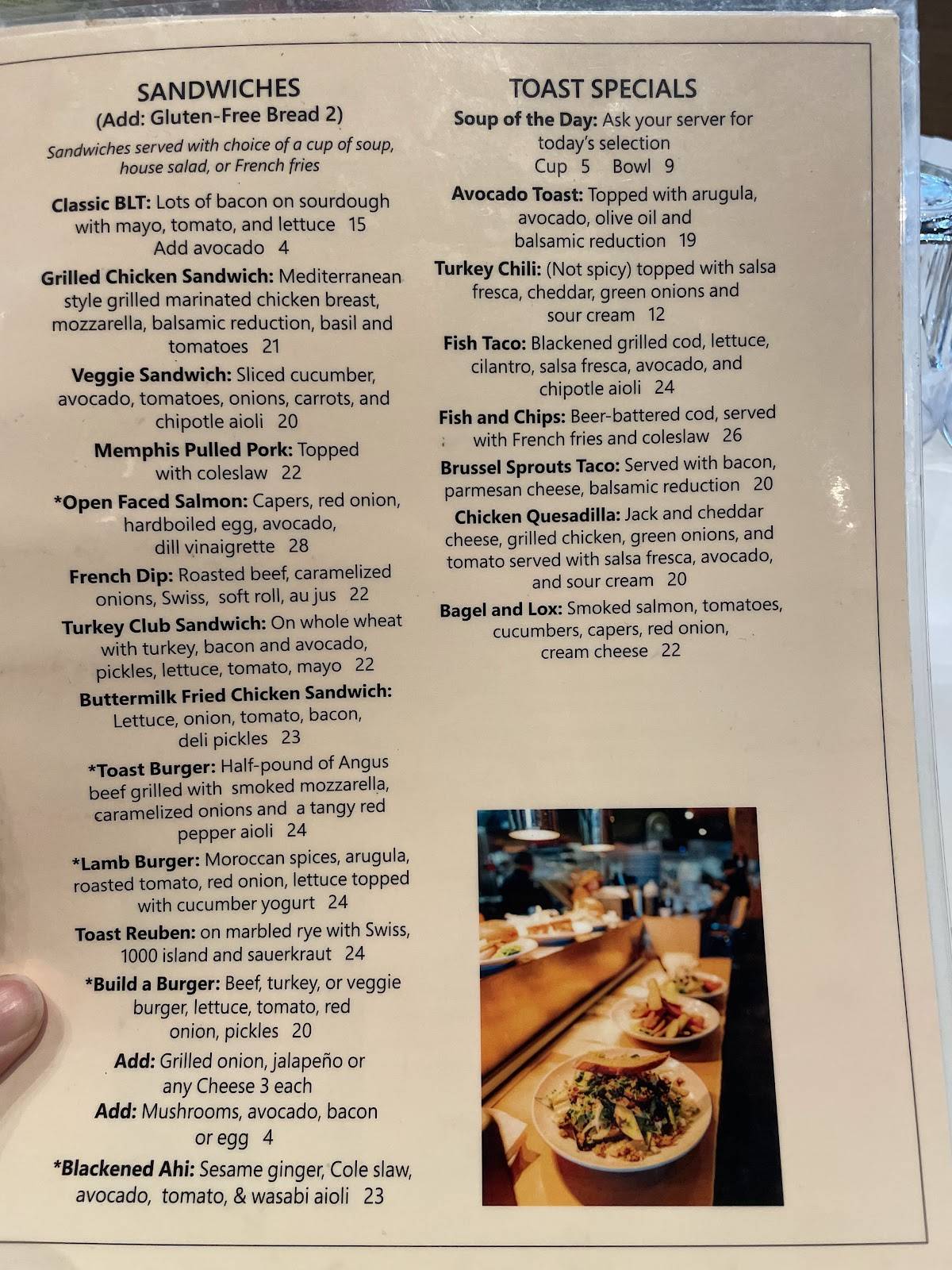 Toast Restaurant меню