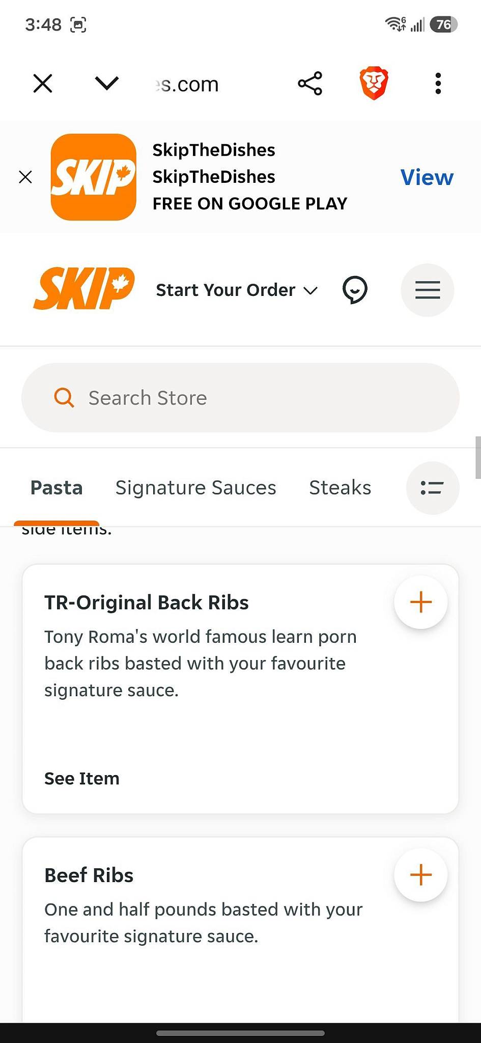 Tony Roma's Letbridge меню