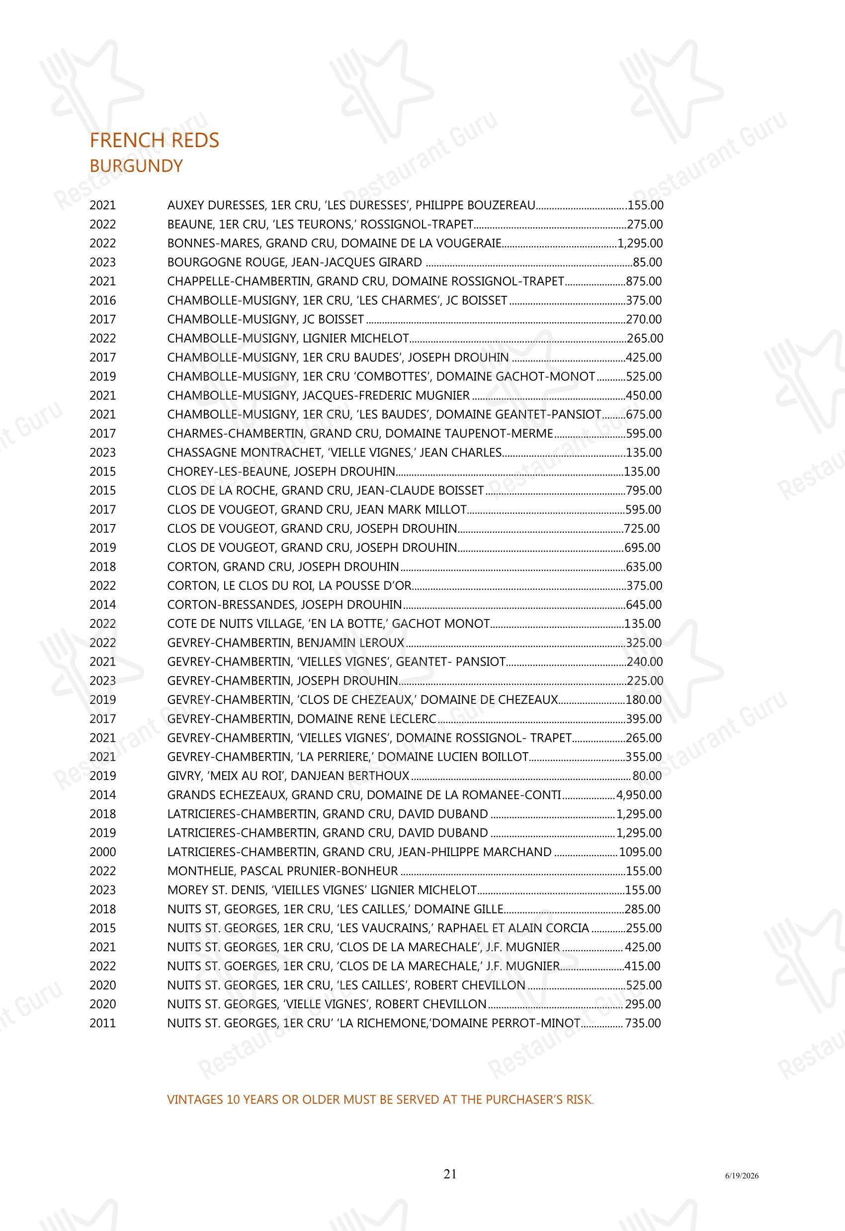 Boronia Catering Menu Pack ресторана Tony's