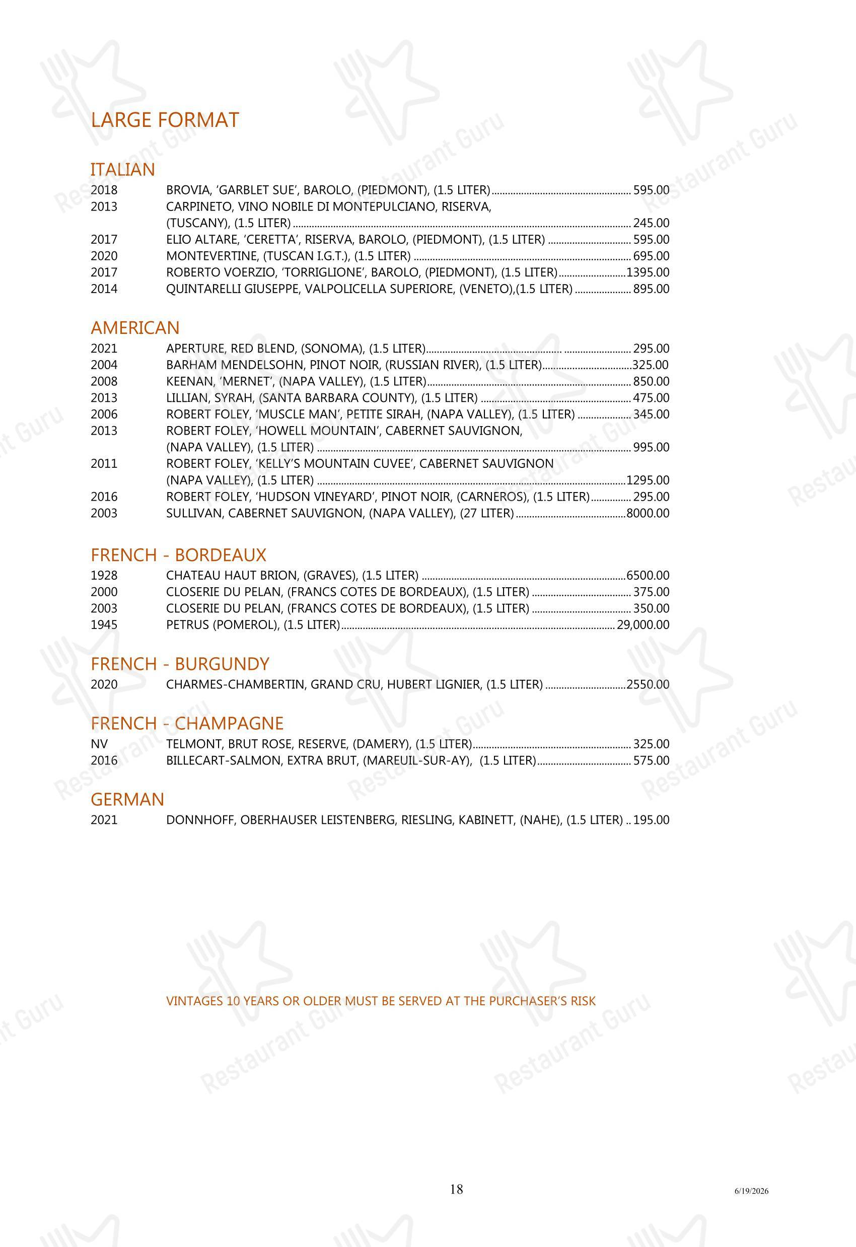 Boronia Catering Menu Pack ресторана Tony's в Хьюстоне