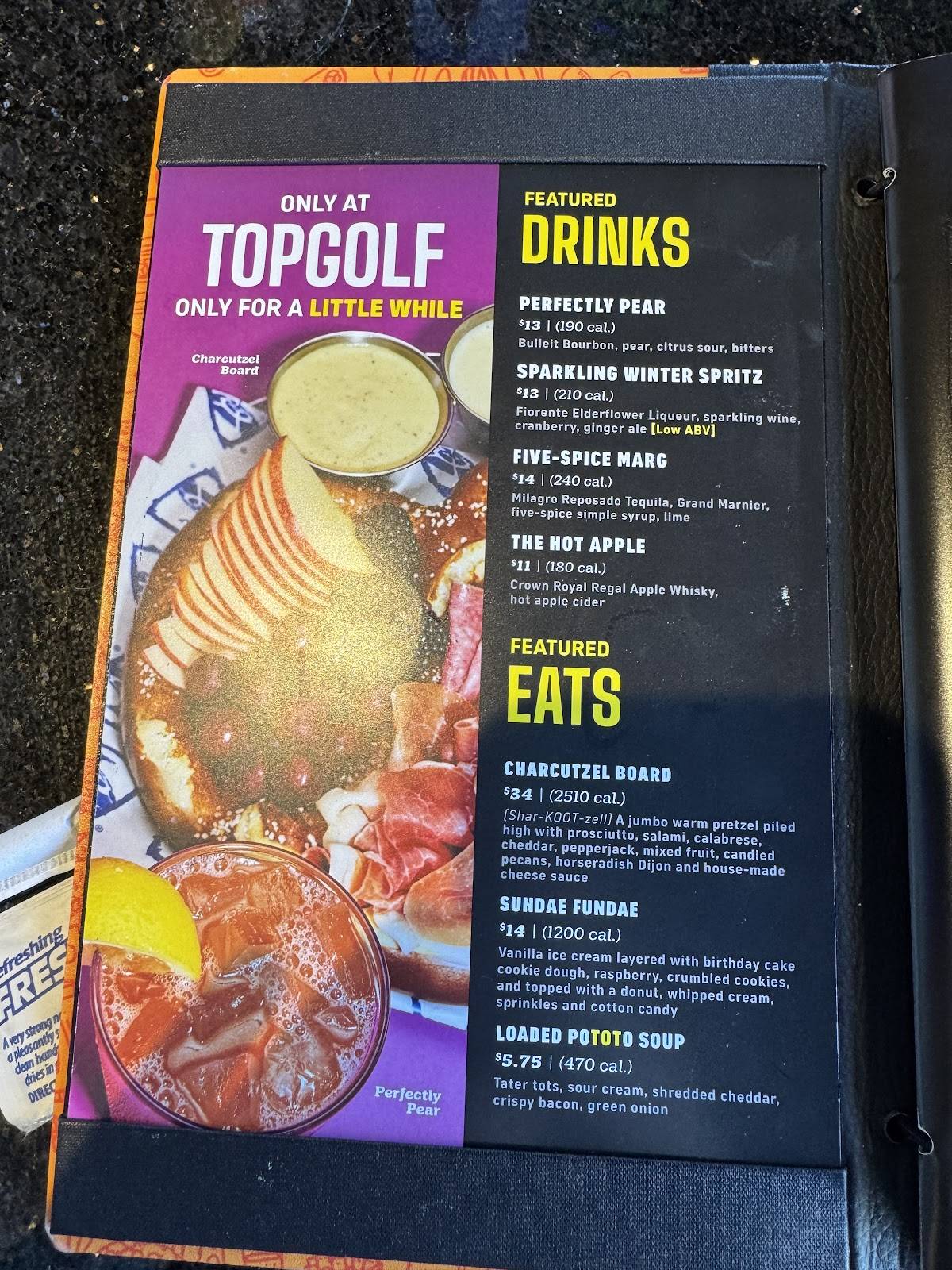 Topgolf Renton меню