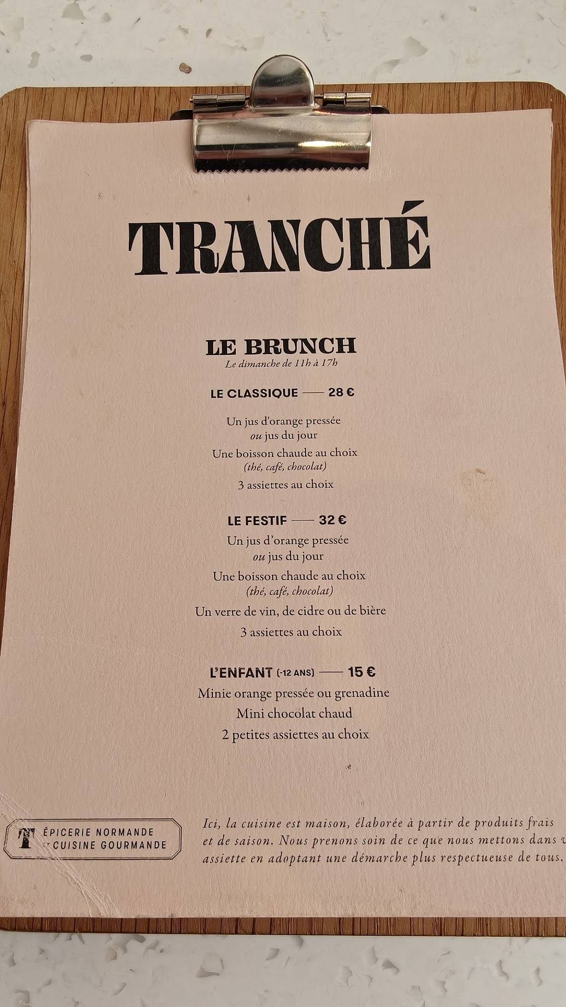 Tranché меню