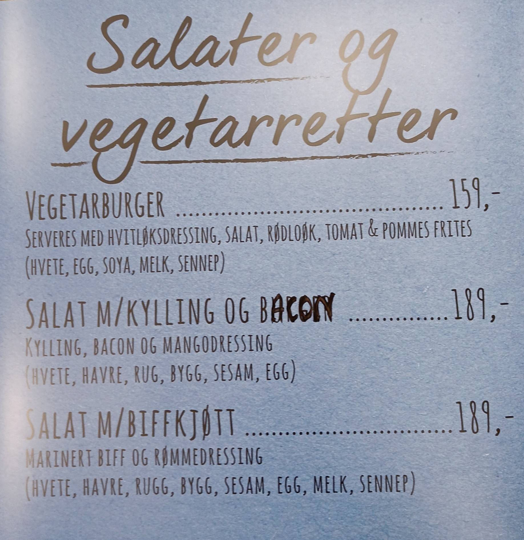 Obs Kafé, Tromsø меню