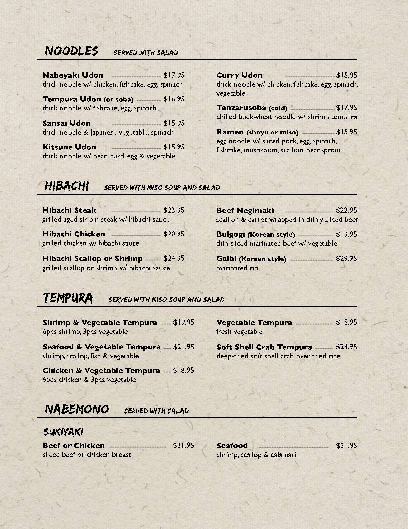 Tsunami Sushi меню