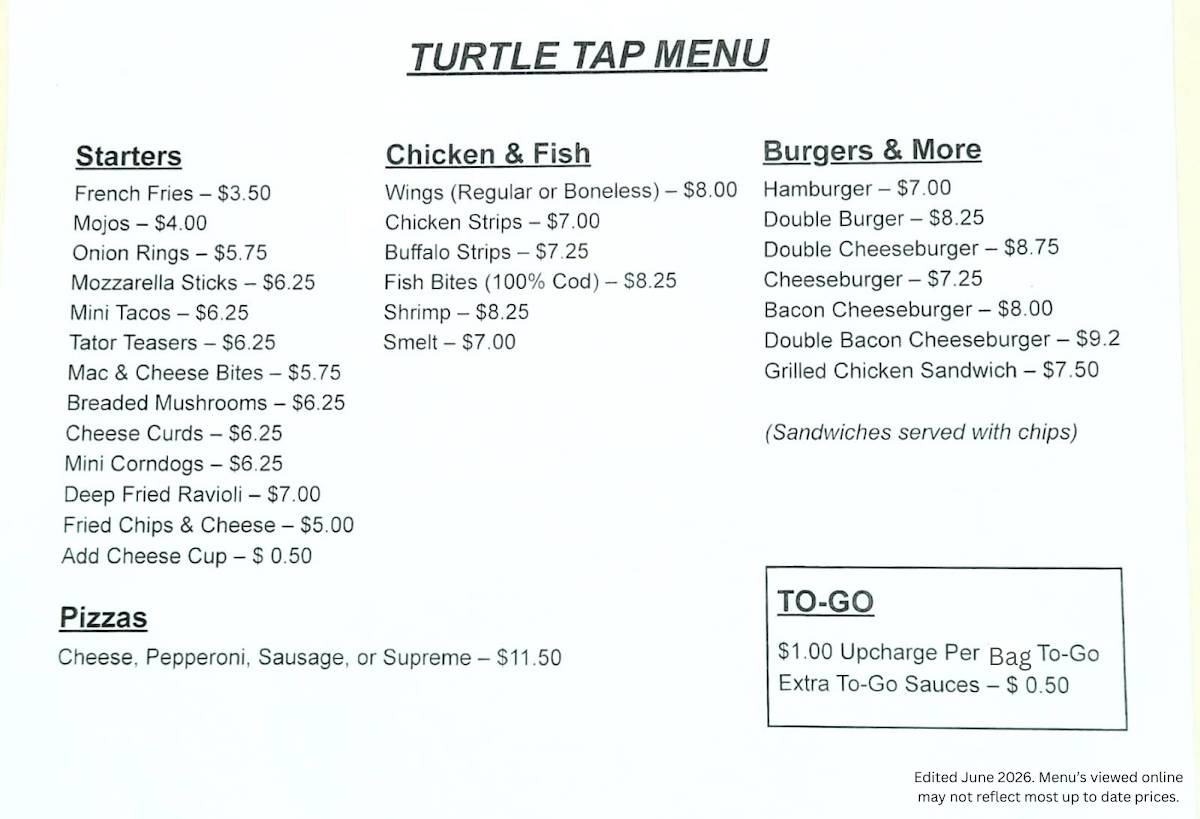 Turtle Tap меню