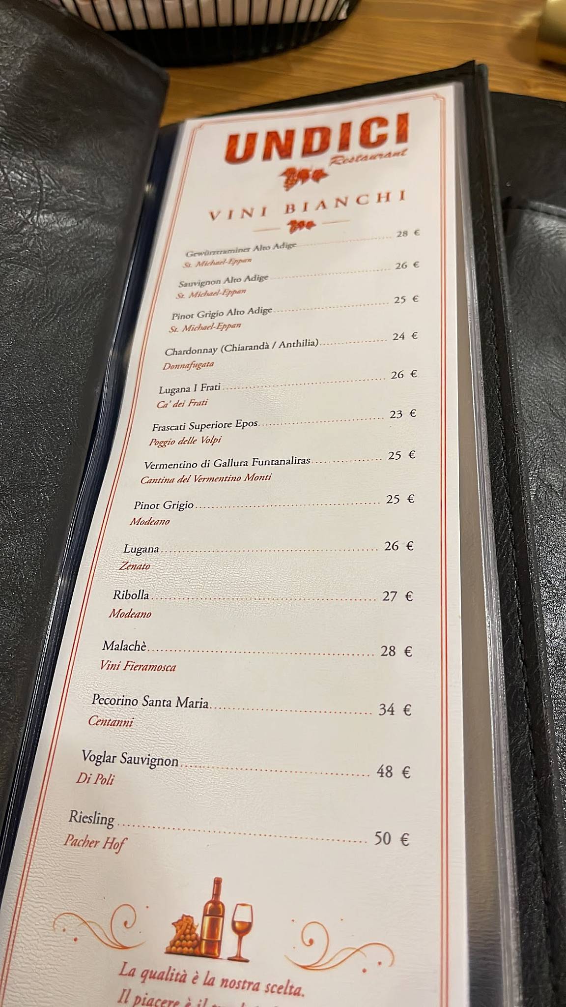 Undici Restaurant меню