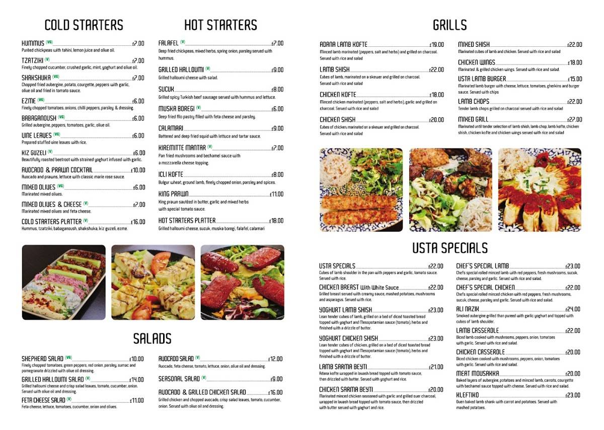 Usta Turkish Restaurant меню