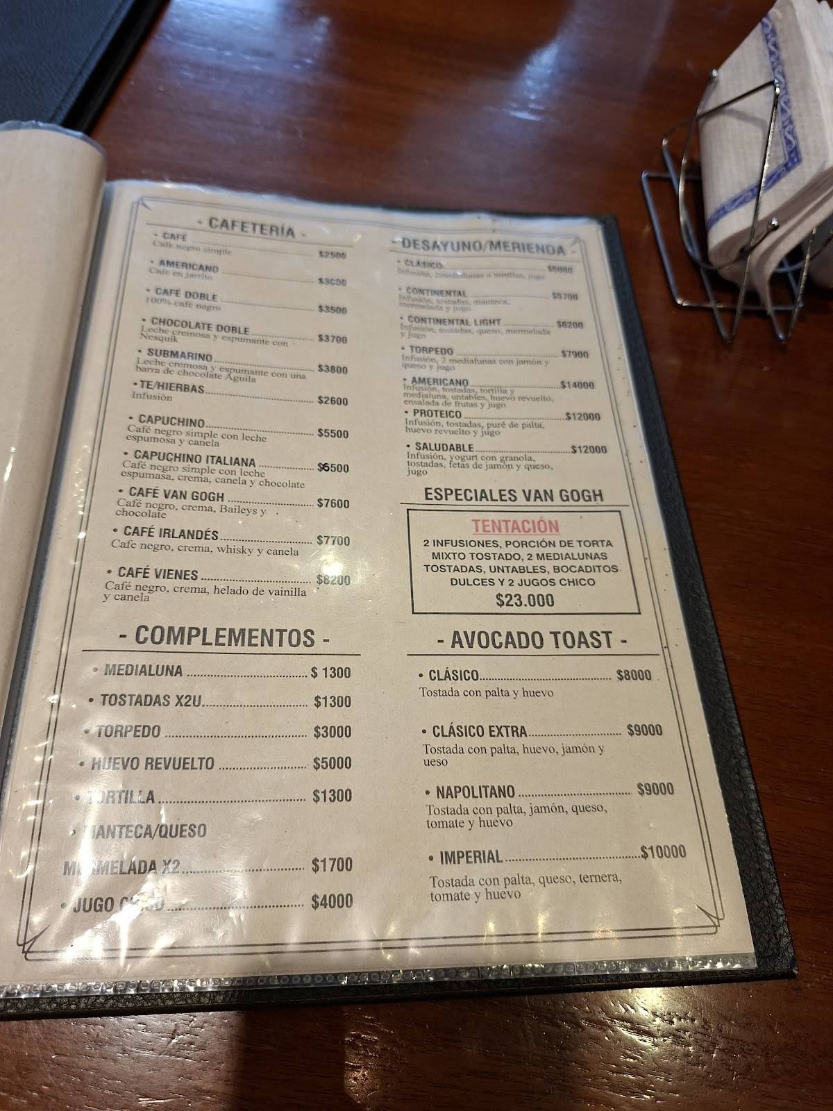 Van Gogh Café меню