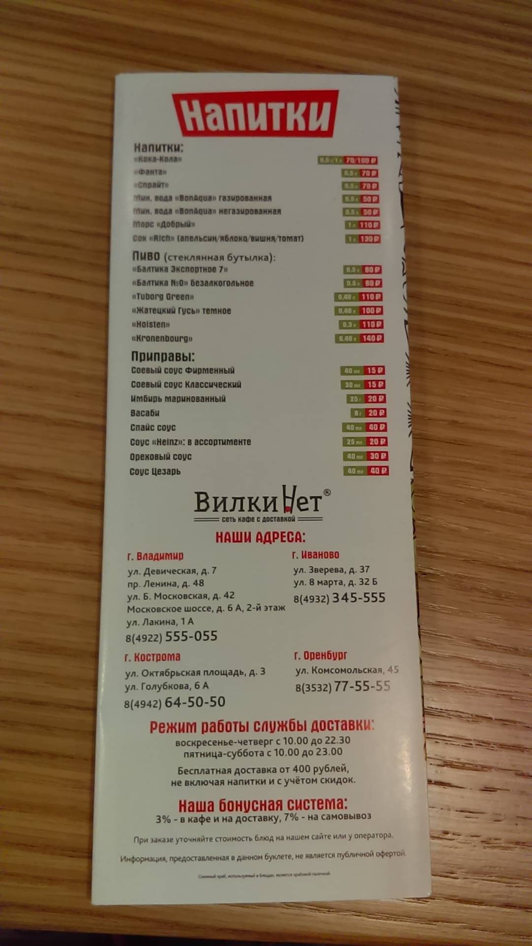 ВилкиНет меню