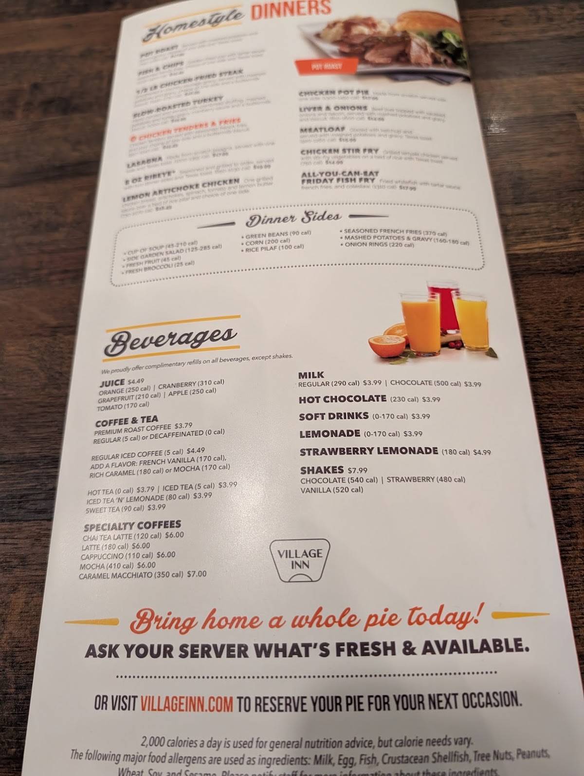 Village Inn меню