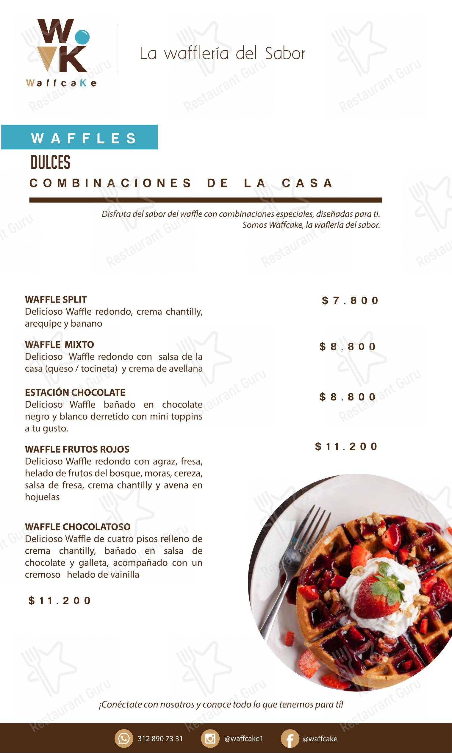 Меню ресторана WaffCake- La waflería del Sabor - Меню