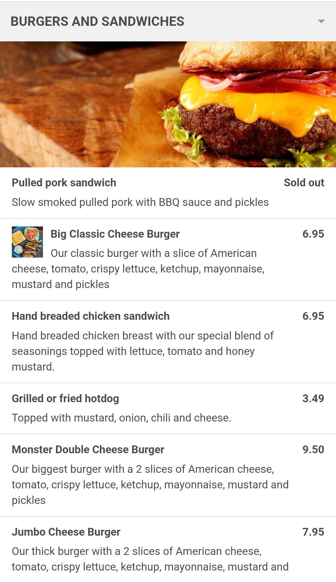 Wing Joint меню