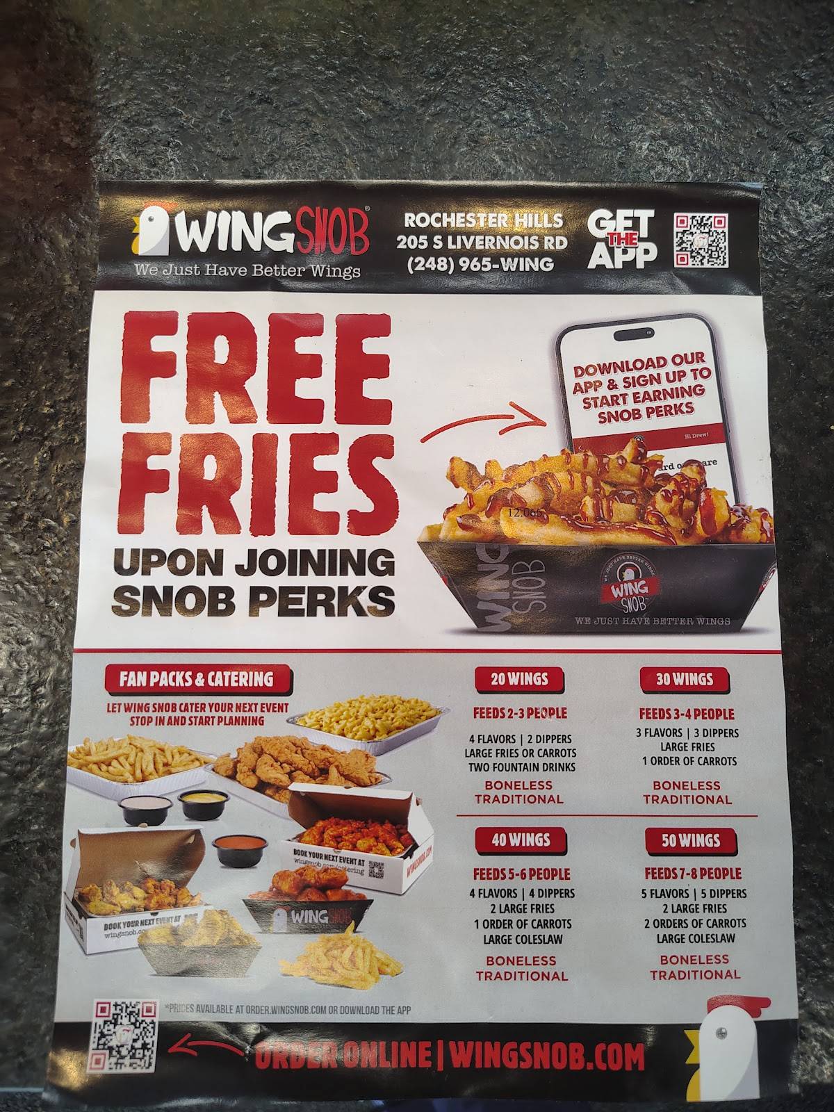 Wing Snob меню