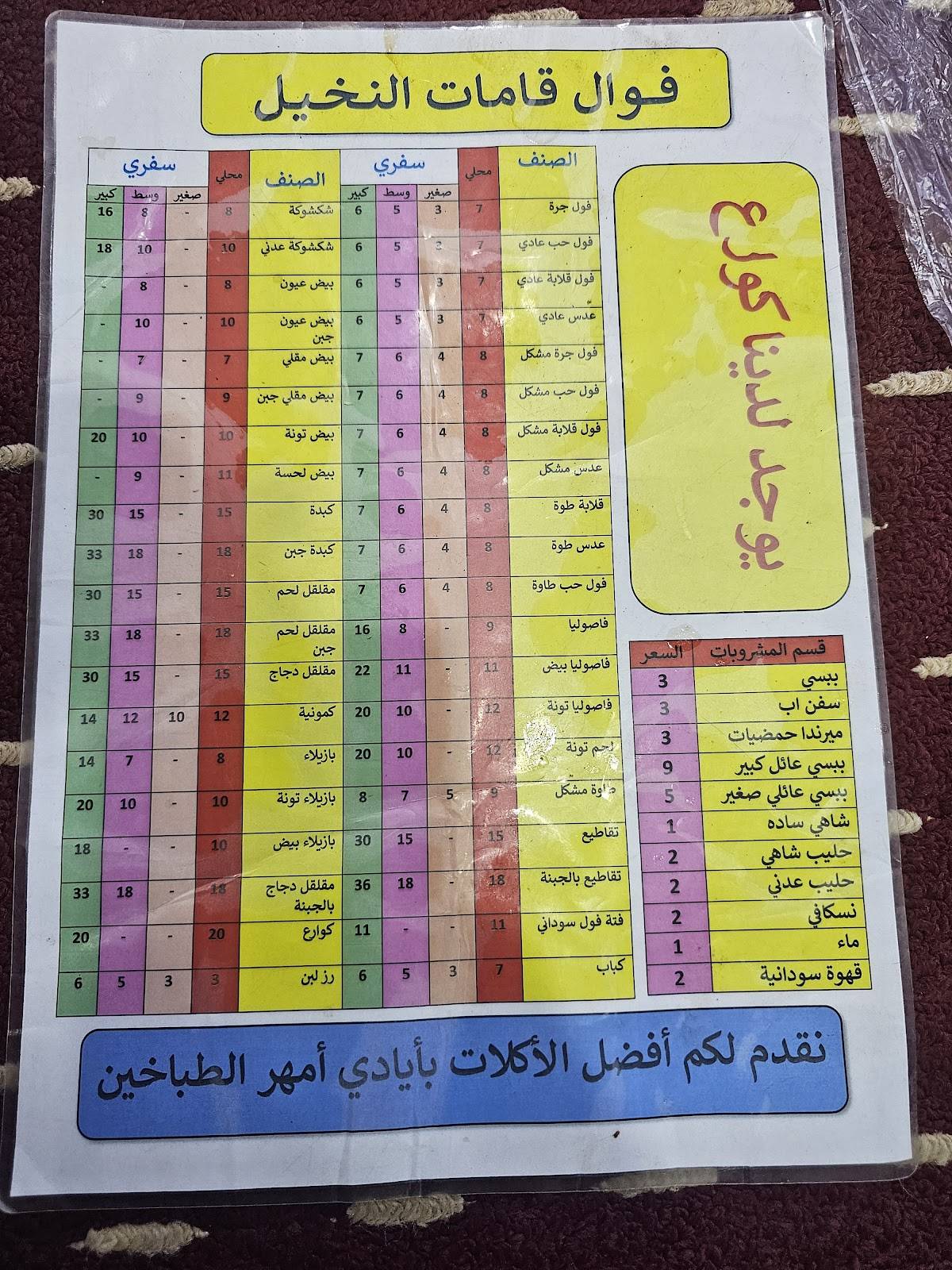 فول وفلافل меню