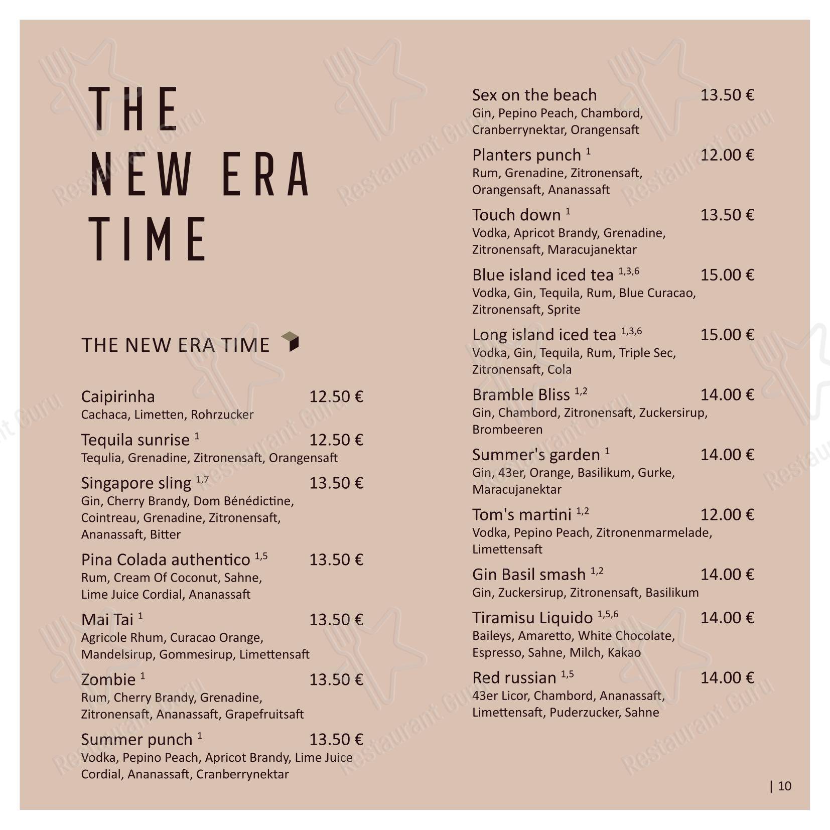 菜单 паба и бара mini Bar Hannover в Ганновере