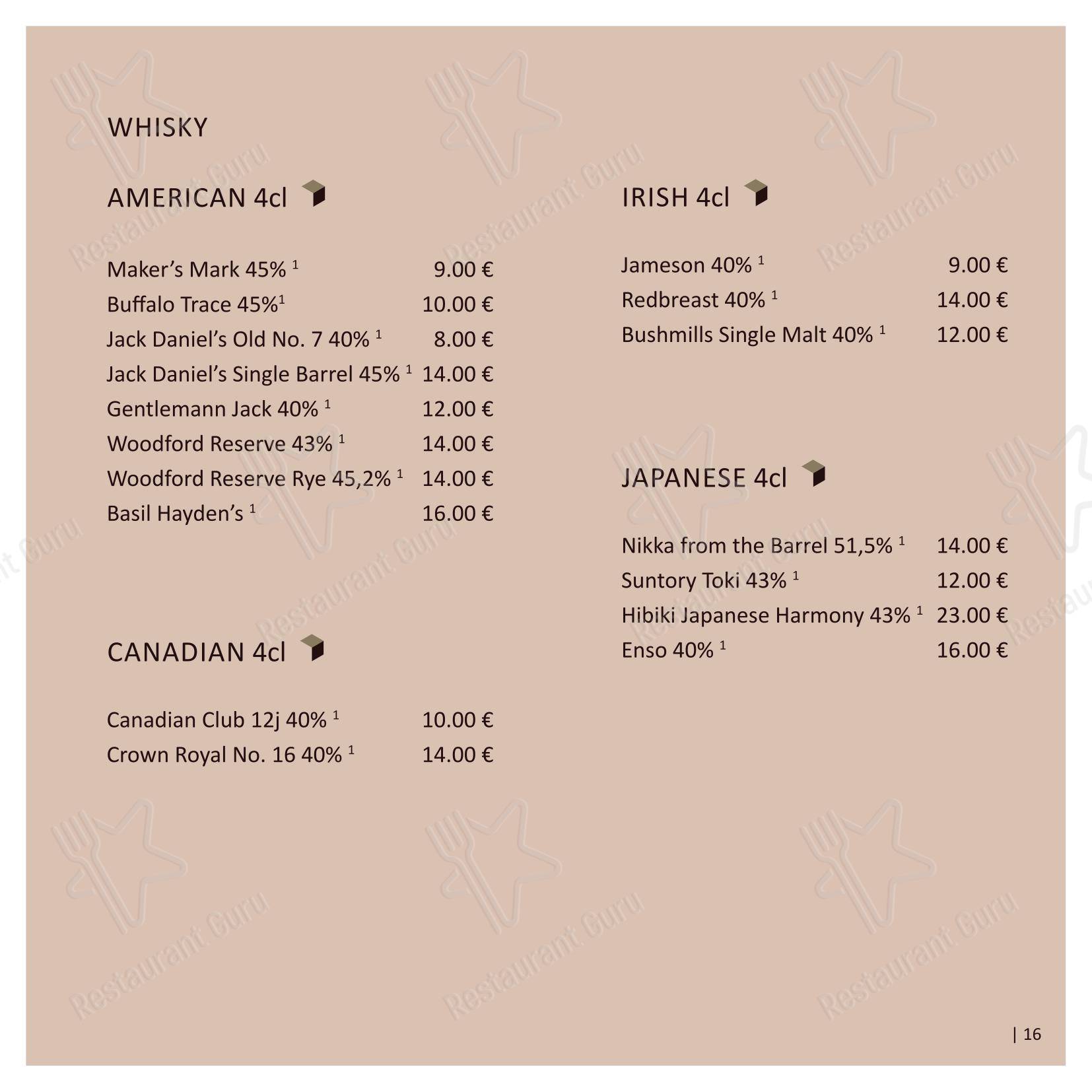 Меню паба и бара mini Bar Hannover - 菜单